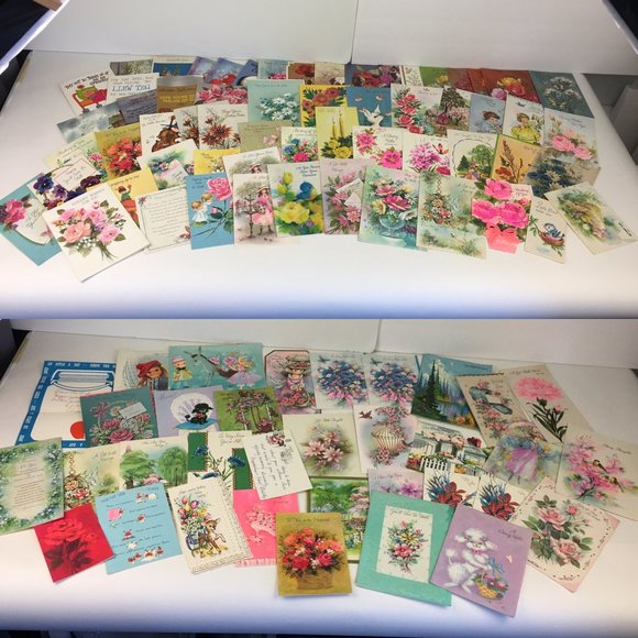 Vtg Lot 93 USED Get Well Greeting Cards Postcards Mix Scrapbooking Art Upcycle - Picture 1 of 10